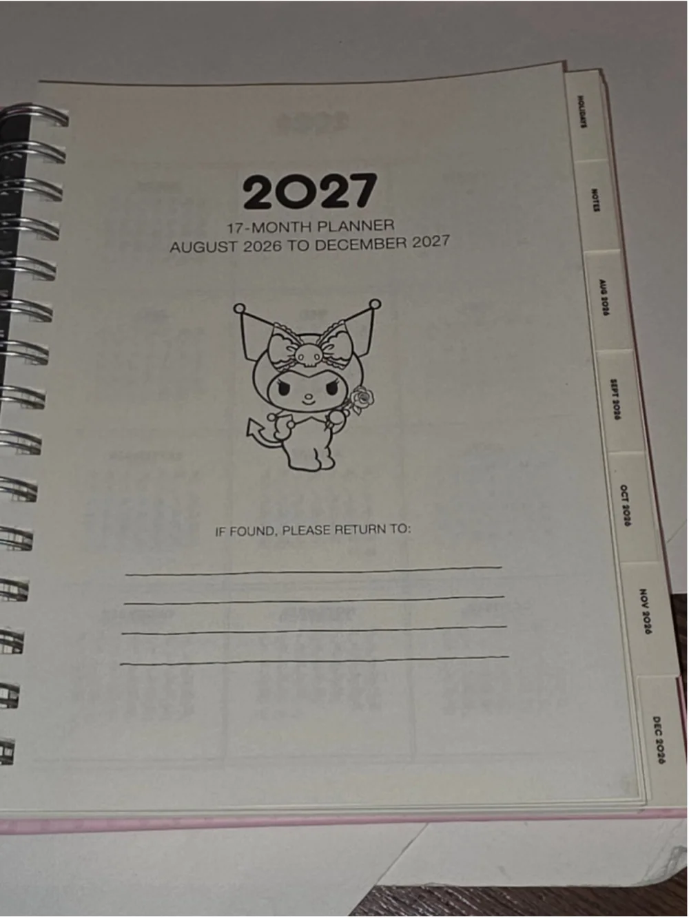 NB-2491 Sanrio Kuromi 17-Month Planner 2026-2027 Hardback Licensed